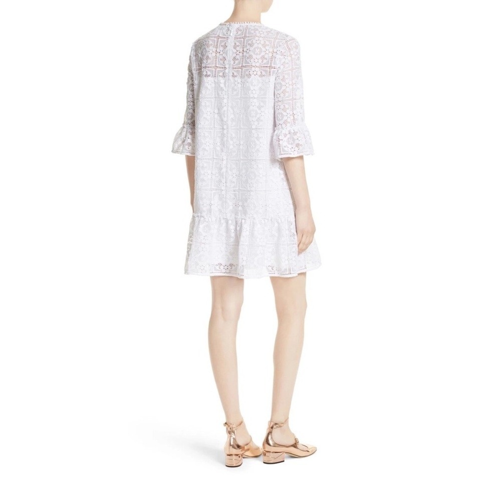 Kate Spade Women's Crochet Lace Flounce Shift Dress $428 White Sz 8 - Picture 2 of 11